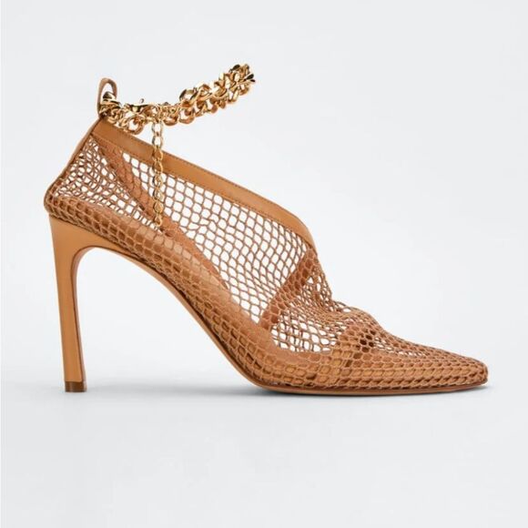 Bottega VenetaTan Mesh Heels - Picture 1 of 4